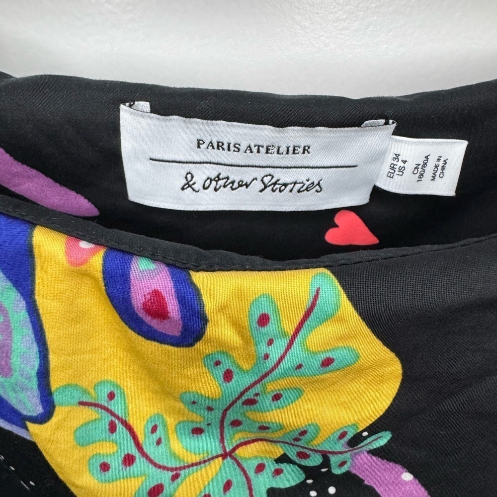 Paris Atelier & Other Stories Multi Color Black Crop Top Size 4 - Picture 5 of 8